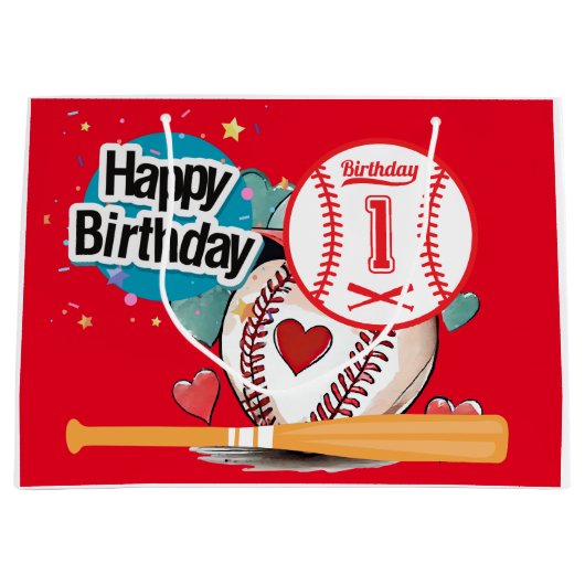 Baseball 1e verjaardag groot cadeauzakje (Voorkant)