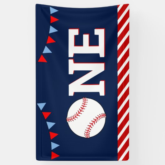 Baseball 1e verjaardag spandoek (Verticaal)