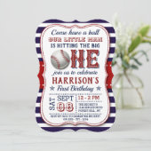 Baseball 1e verjaardag Uitnodigingen (Staand voorkant)