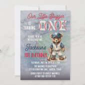 Baseball 1st Birthday Teddy Bear Little Slugger Kaart (Voorkant)