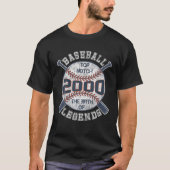 Baseball 2000 22e verjaardag Gift 22 jaar oude bas T-shirt (Voorkant)