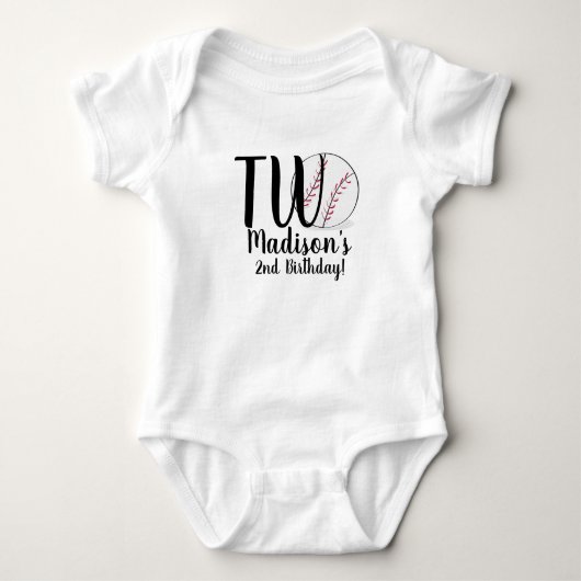 Baseball 2e verjaardag Shirten voor Baby Romper (Voorkant)