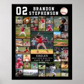 Baseball 30 Photo Collage Player Number Name Poster (Voorkant)