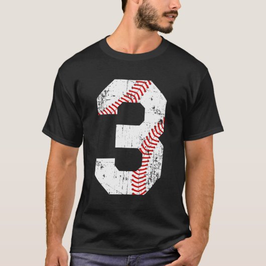 Baseball 3 Jersey nummer T-shirt (Voorkant)