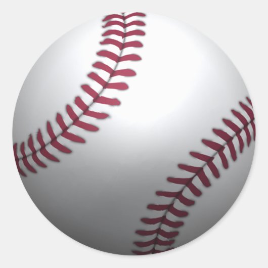 Baseball - 3D-effect Ronde Sticker (Voorkant)