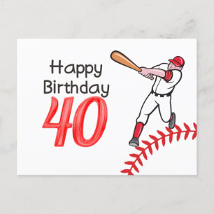 Baseball 40th Birthday met speler Briefkaart