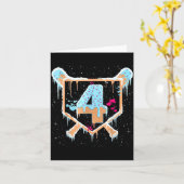 Baseball 4 Year Old Ice Cream Drip 4th Birthday Bo Kaart (Gele Bloem)