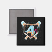 Baseball 4 Year Old Ice Cream Drip 4th Birthday Bo Magneet (Voorkant / Achterkant)