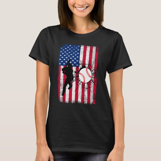 Baseball 4th Of July American Flag Patriotic Baseb T-shirt (Voorkant)