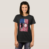 Baseball 4th Of July American Flag Patriotic Baseb T-shirt (Voorkant volledig)