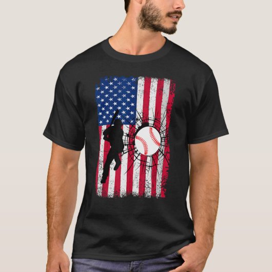 Baseball 4th Of July American Flag Patriotic Baseb T-shirt (Voorkant)