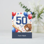 Baseball 50e verjaardag Bedankt Briefkaart (Staand voorkant)