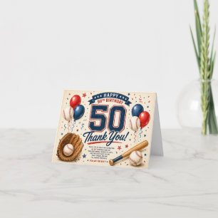 Baseball 50e verjaardag Dank je wel Bedankkaart
