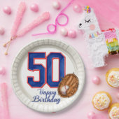 Baseball 50e verjaardag papieren bordje (Feest)