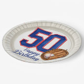 Baseball 50e verjaardag papieren bordje (Gekanteld)