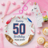 Baseball 50e verjaardag papieren bordje (Feest)