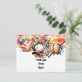 Baseball 50th Birthday Party bedankt Briefkaart (Staand voorkant)