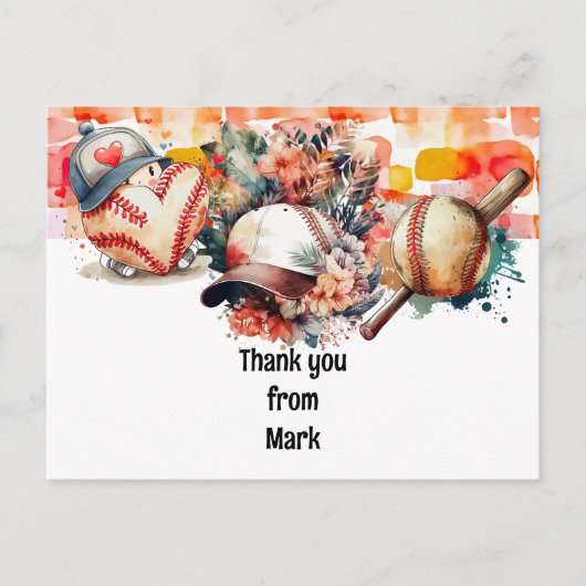 Baseball 50th Birthday Party bedankt Briefkaart (Voorkant)