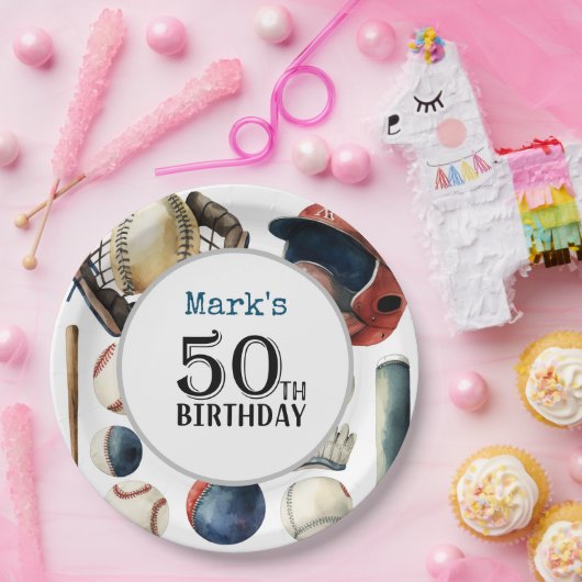 Baseball 50th Birthday Party Papieren Bordje (Feest)