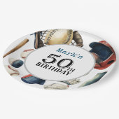 Baseball 50th Birthday Party Papieren Bordje (Gekanteld)