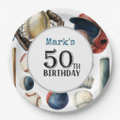 Baseball 50th Birthday Party Papieren Bordje (Voorkant)