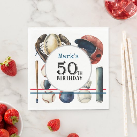 Baseball 50th Birthday Party Servet (Insitu)