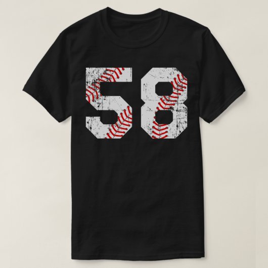 Baseball 58 Jersey Number T-shirt (Design voorkant)