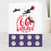 Baseball 60th Birthday met speler Kaart (Voorkant)