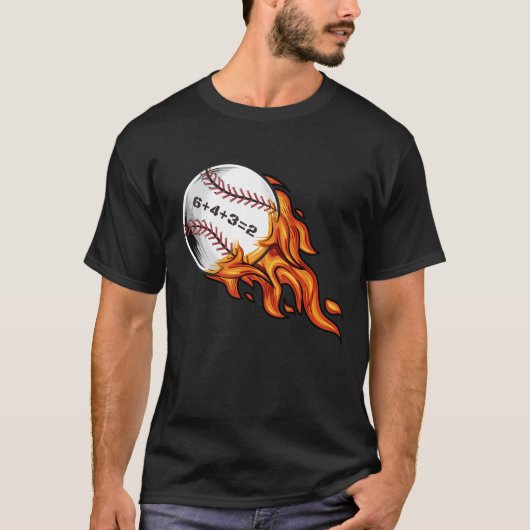 Baseball 6432 Double Play 6+4+3=2 Softball-Wiskund T-shirt (Voorkant)