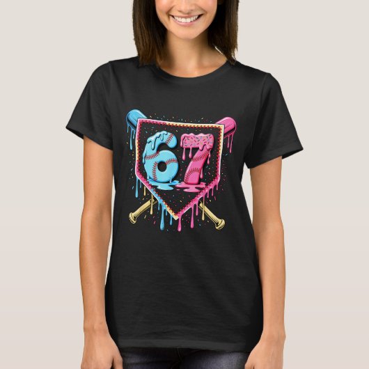 Baseball 67 Ice Cream Drip Funny Six Seven Meme Bo T-shirt (Voorkant)