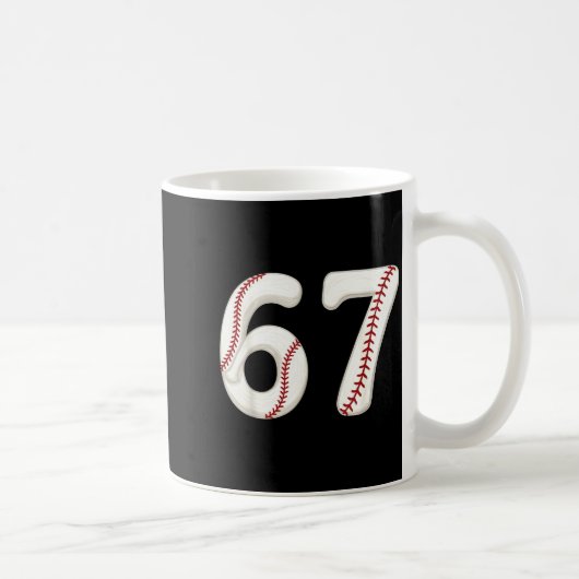 Baseball 67 Number Funny Six Seven Gen Alpha Meme  Koffiemok (Rechts)