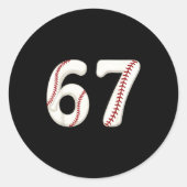 Baseball 67 Number Funny Six Seven Gen Alpha Meme  Ronde Sticker (Voorkant)