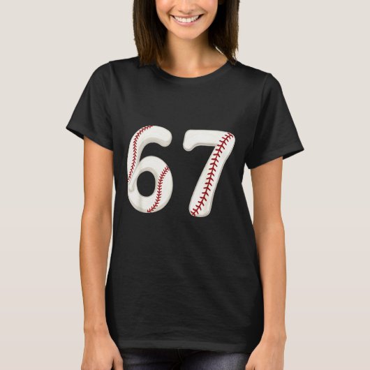 Baseball 67 Number Funny Six Seven Gen Alpha Meme  T-shirt (Voorkant)