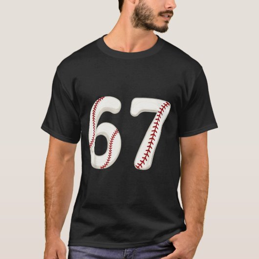 Baseball 67 Number Funny Six Seven Gen Alpha Meme  T-shirt (Voorkant)