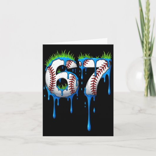 Baseball 67 Six Seven Funny Gen Alpha Meme Blue Dr Kaart (Voorkant)