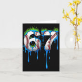 Baseball 67 Six Seven Funny Gen Alpha Meme Blue Dr Kaart (Gele Bloem)