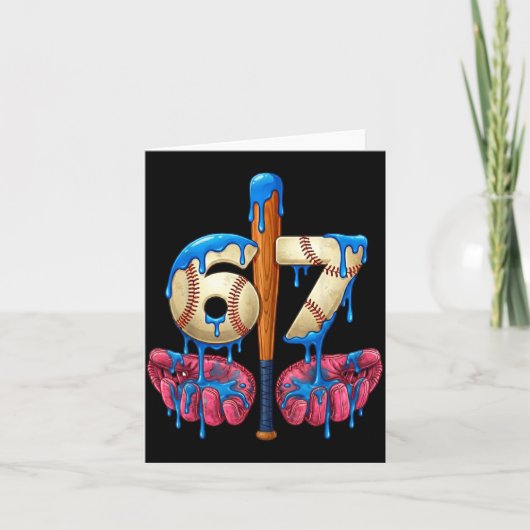 Baseball 67 Six Seven Funny Gen Alpha Meme Drip  Kaart (Voorkant)