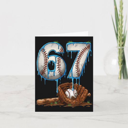 Baseball 67 zes zeven meme grappig 6-7 drip baseba kaart (Voorkant)