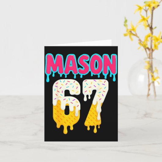 Baseball 6 7 Ice Cream Drip Number 67 Funny Six Se Kaart (Gele Bloem)