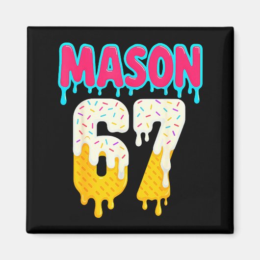 Baseball 6 7 Ice Cream Drip Number 67 Funny Six Se Magneet (Voorkant)
