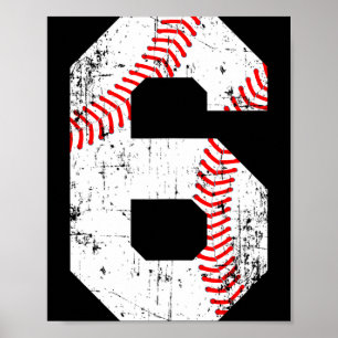 Baseball 6 Jersey Nummer T Shirt  Poster