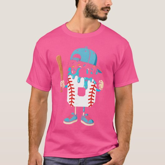 Baseball 6 Year Old Ice Cream Drip 6th Birthday Bo T-shirt (Voorkant)