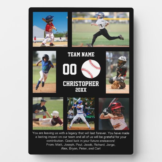 Baseball 7 photo collage team name fotoplaat (voorkant)