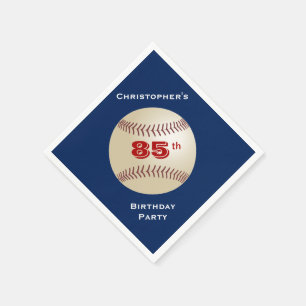 Baseball 85th Birthday Party, Name, Blue Paper Servet