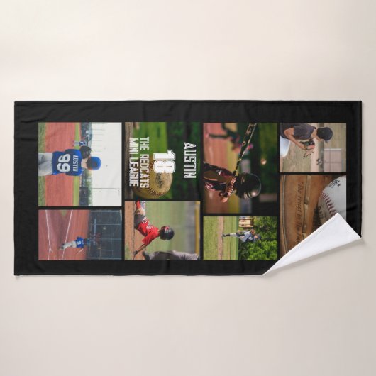 Baseball 8 Fotocollage Gepersonaliseerd Poster Badhanddoek (Badhanddoek)