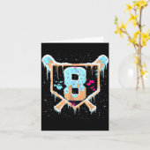 Baseball 8 Year Old Ice Cream Drip 8th Birthday Bo Kaart (Gele Bloem)