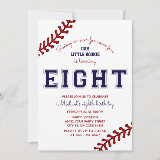 Baseball 8e verjaardag Uitnodiging (Voorkant)