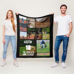 Baseball 9 Fotocollage Gepersonaliseerd Poster Fleece Deken