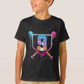 Baseball 9 Year Old Ice Cream Drip 9th Birthday Bo T-shirt (Voorkant)