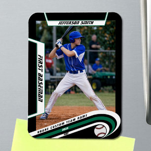 Baseball Aandenken Levendig Groen Zwart Aangepast Magneet